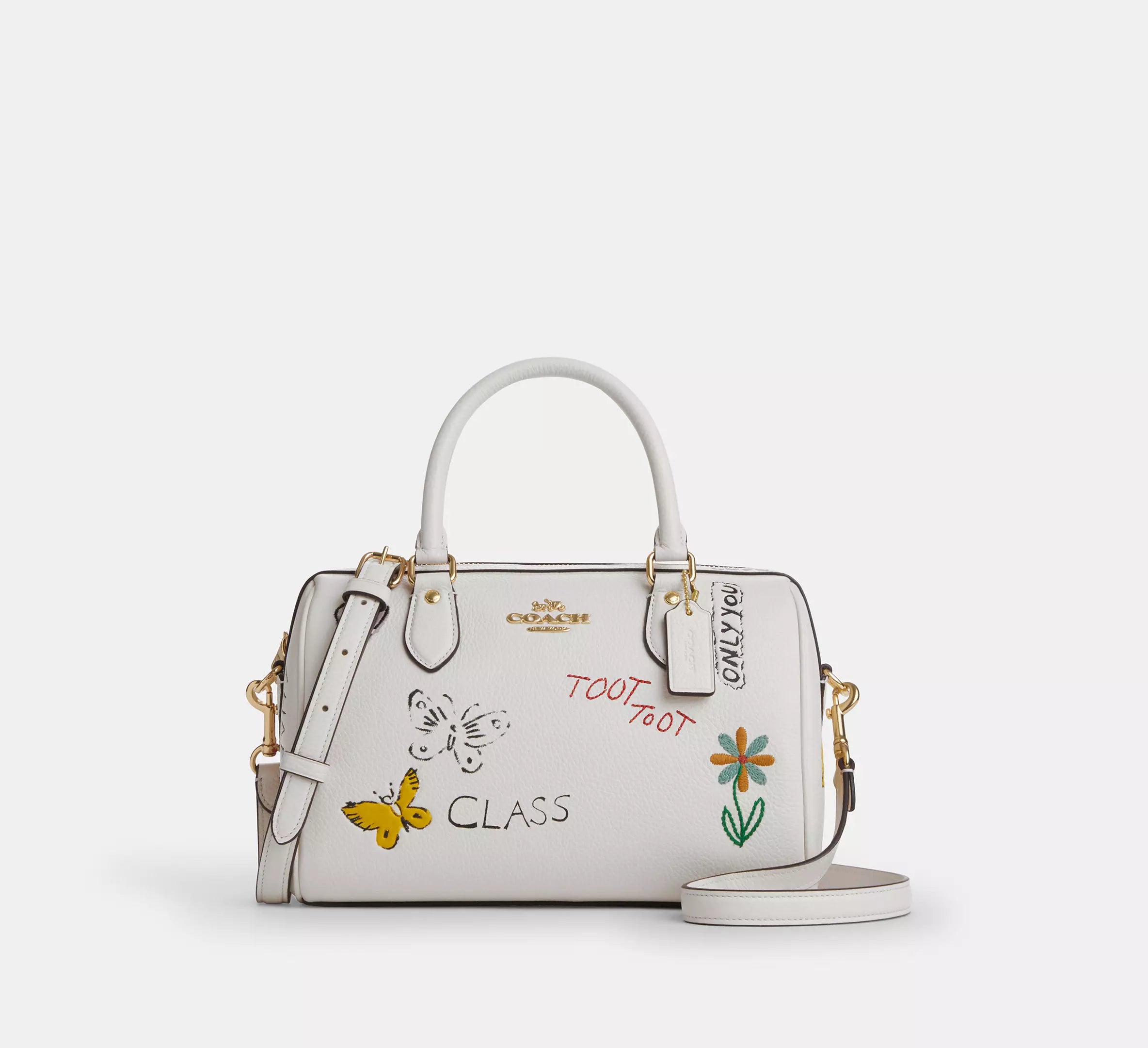 pebbled leather/Gold/Chalk Multi