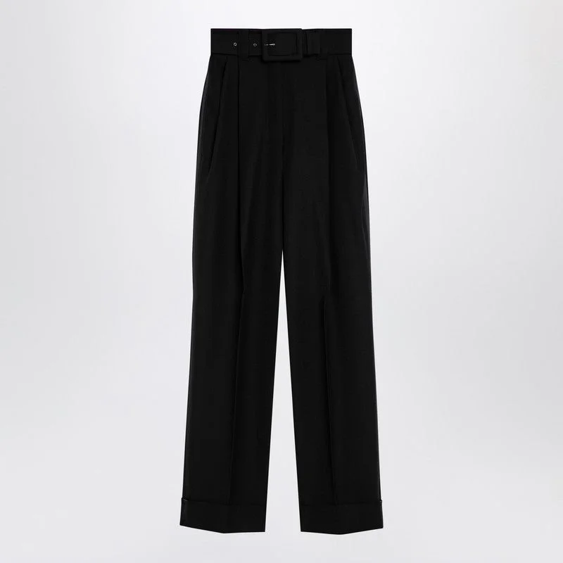 Max Mara Pianoforte Black Grain de Poudre wool trousers