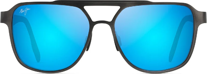 Brushed Dark Gunmetal/Blue Hawaii Mirror