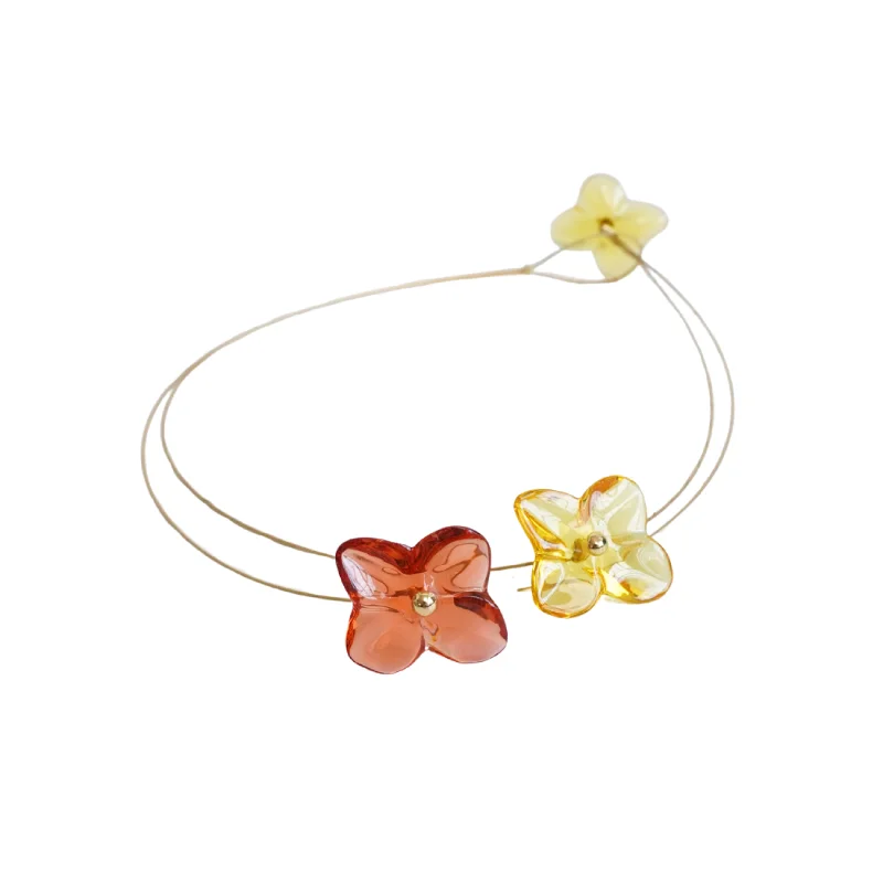 Baccarat Gold 'Hortensia Flower' Crystal Necklace