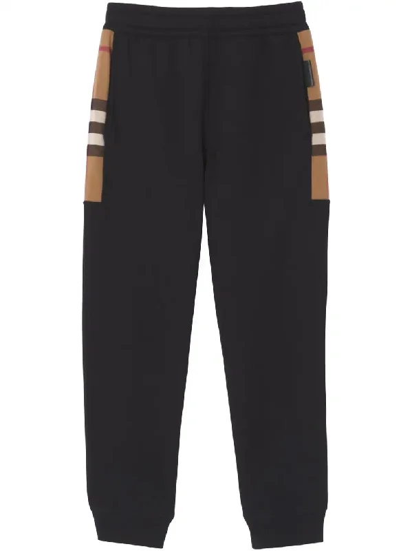Burberry Check Panel Jogging Pants Black