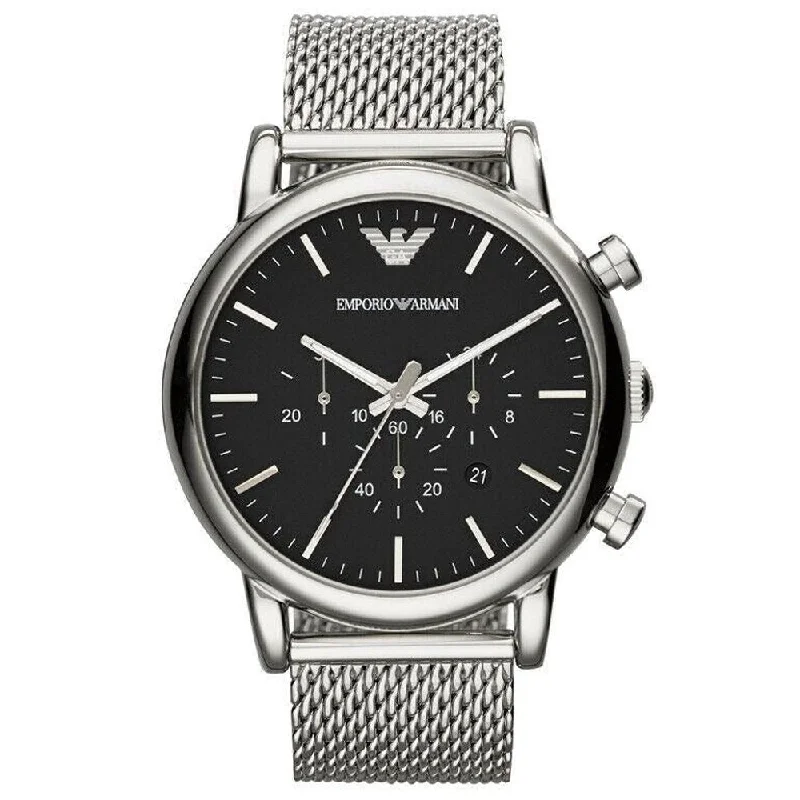 Emporio Armani AR1808 46mm Classic Chronograph Black Dial Men's Watch