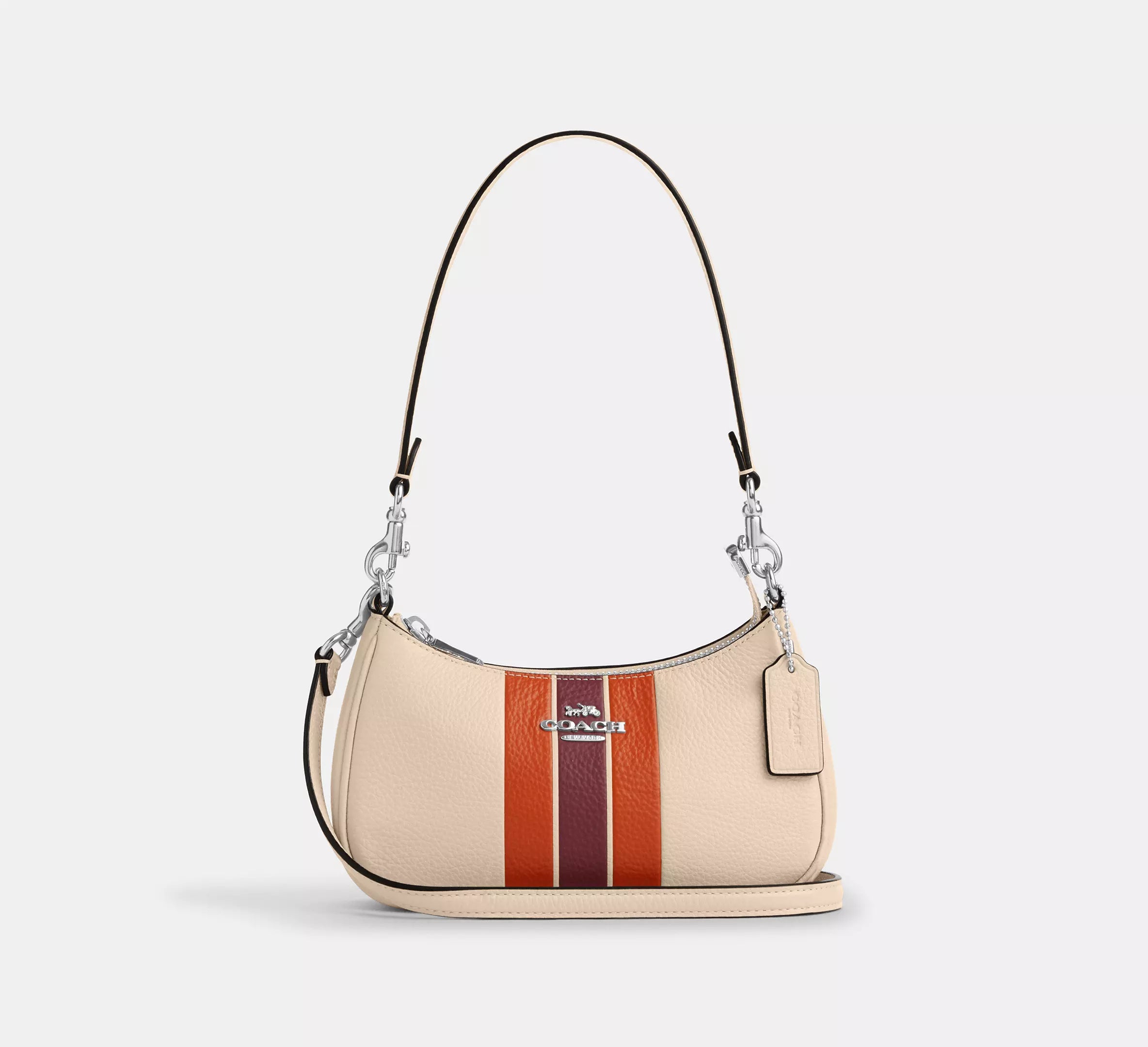 pebbled leather/Silver/Ivory Multi