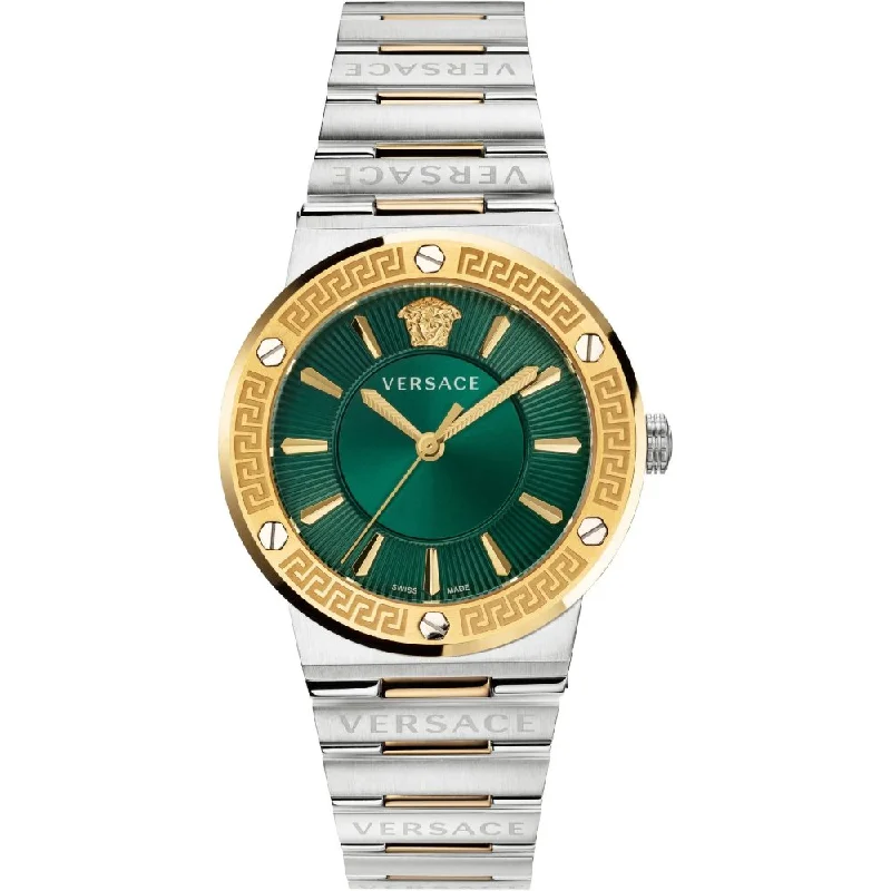 Versace VEVH00720 Greca Logo Two-Tone Green Ladies Watch