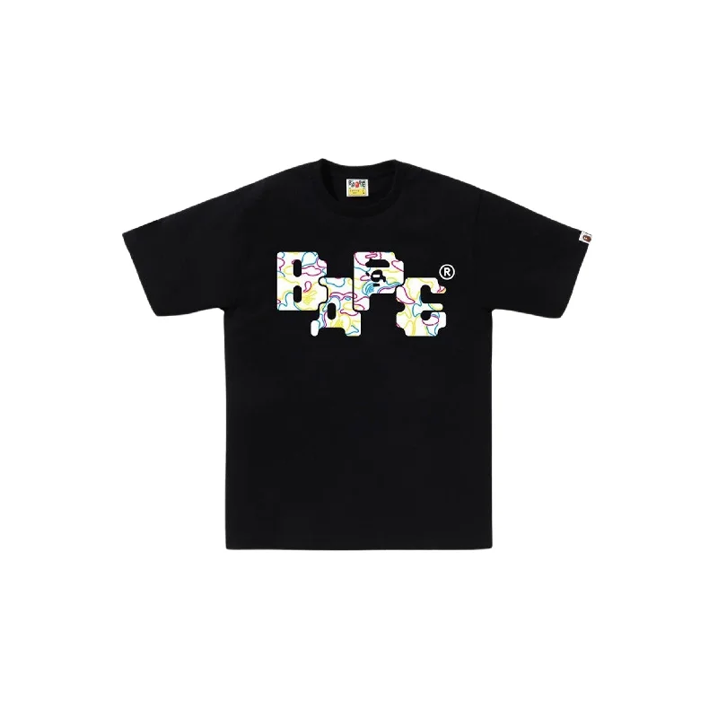 Bape Neon Camo 8Bit Bape Logo Tee Black