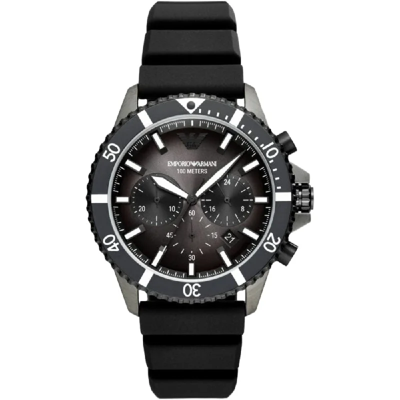 Emporio Armani AR11515 Diver Black Silicone Chronograph Men’s Watch