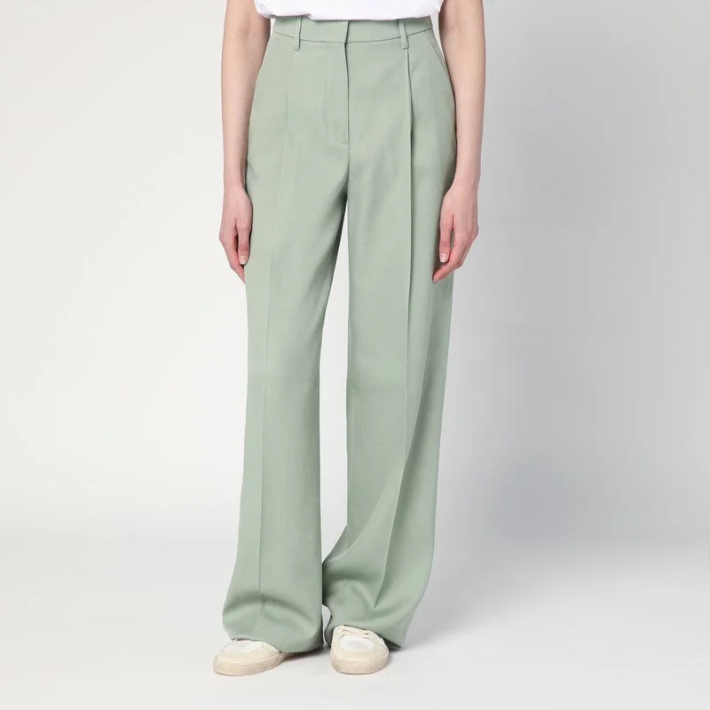 Golden Goose Wide-leg light green wool trousers