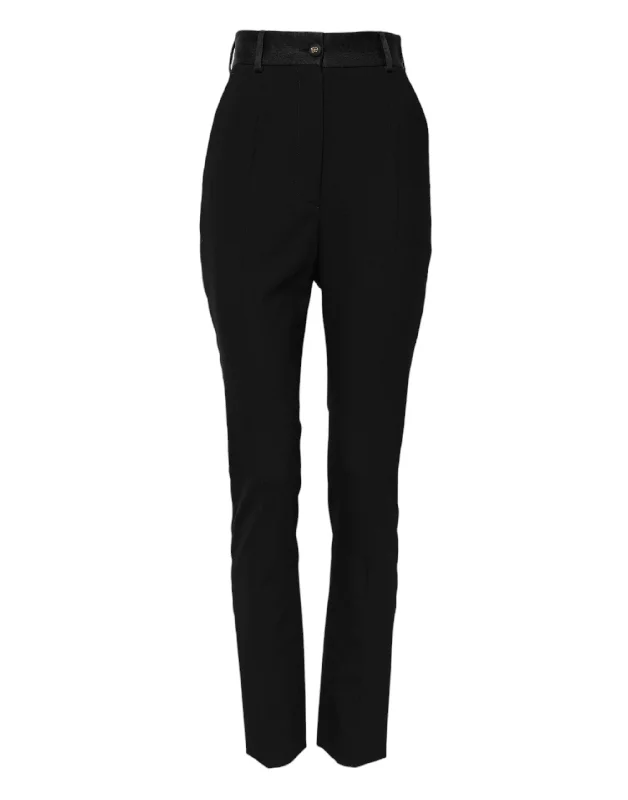 Dolce & Gabbana Black Wool High Waist Skinny Pants