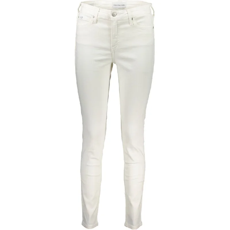 Calvin Klein White Cotton Jeans & Pant
