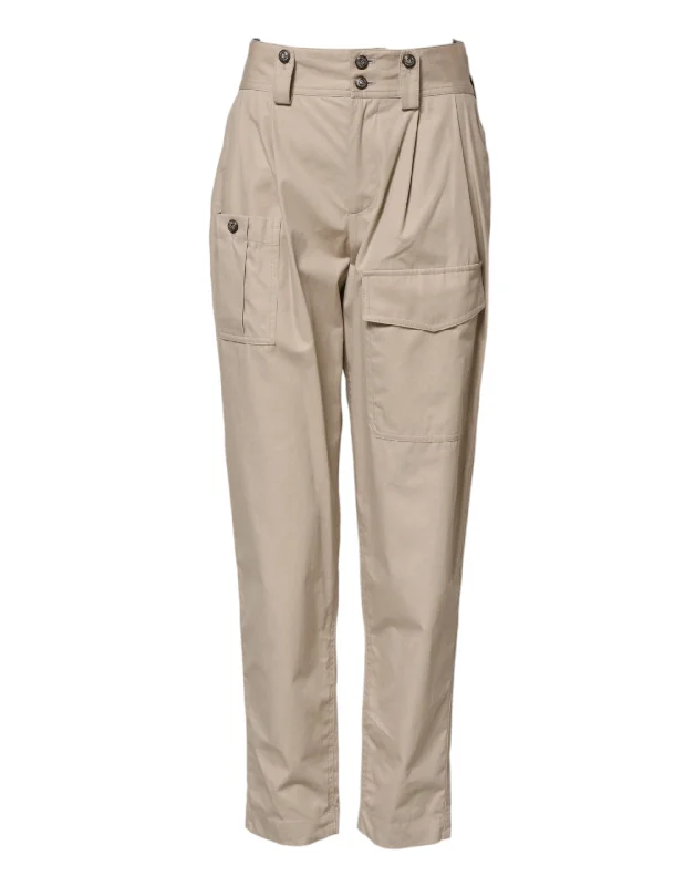Dolce & Gabbana Beige Cotton High Waisted Pants
