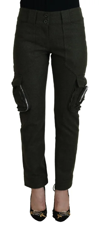 Ermanno Scervino Elegant Tapered Green Wool-Blend Pants for Women