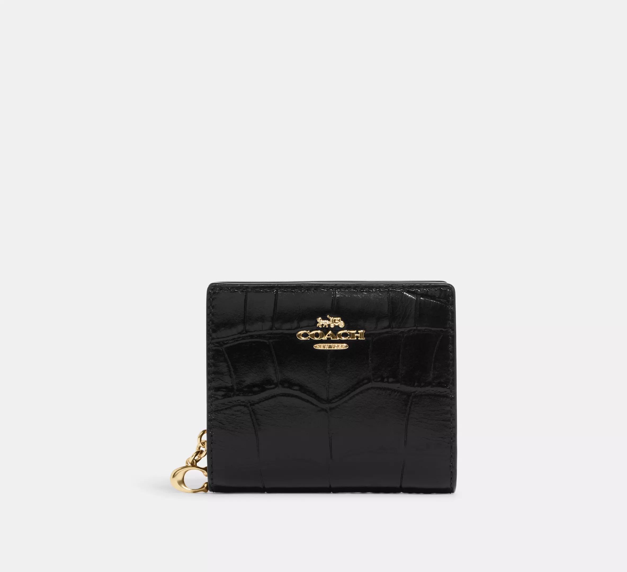 embossed crocodile/Gold/Black