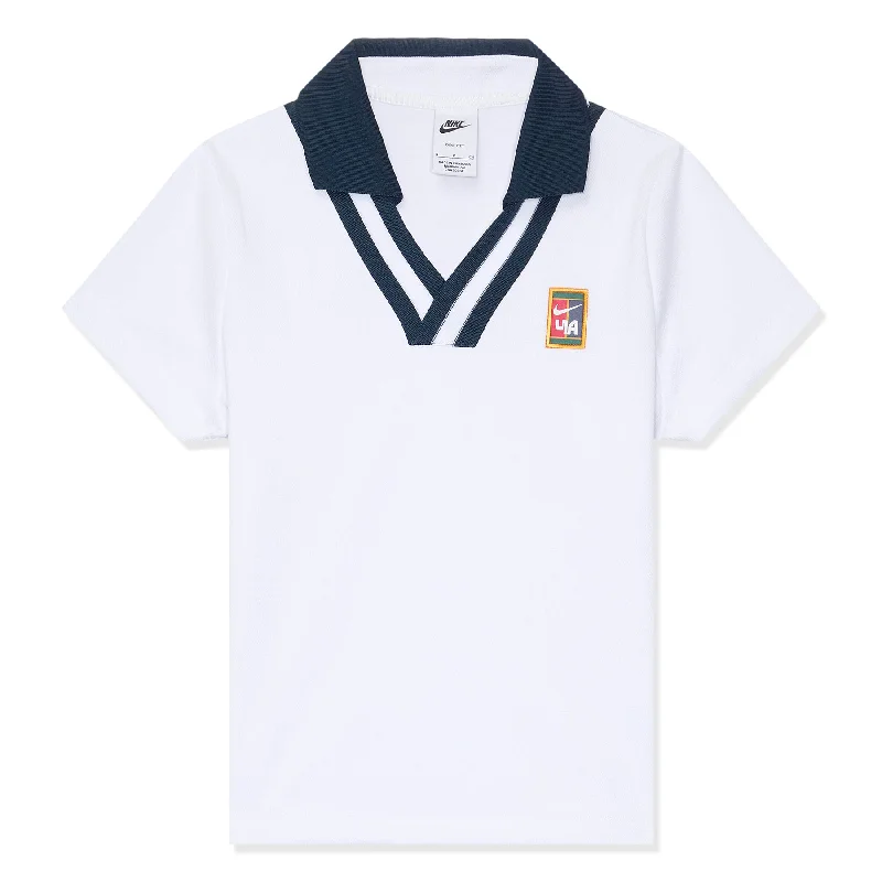 Nike Sportswear by Yoon Womens Short Sleeve Polo Top (White/Armory Navy)