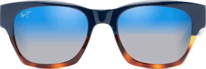 Navy With Tortoise/Blue-to-silver Dual Mirror