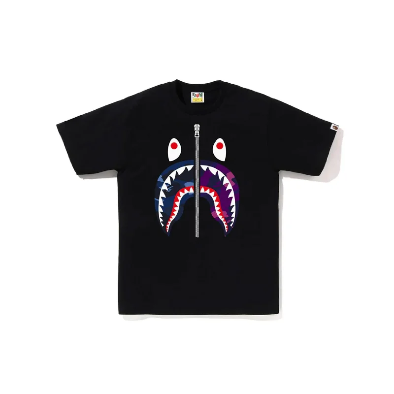 Bape Black Color Camo Separate Shark T-shirt Black x Purple