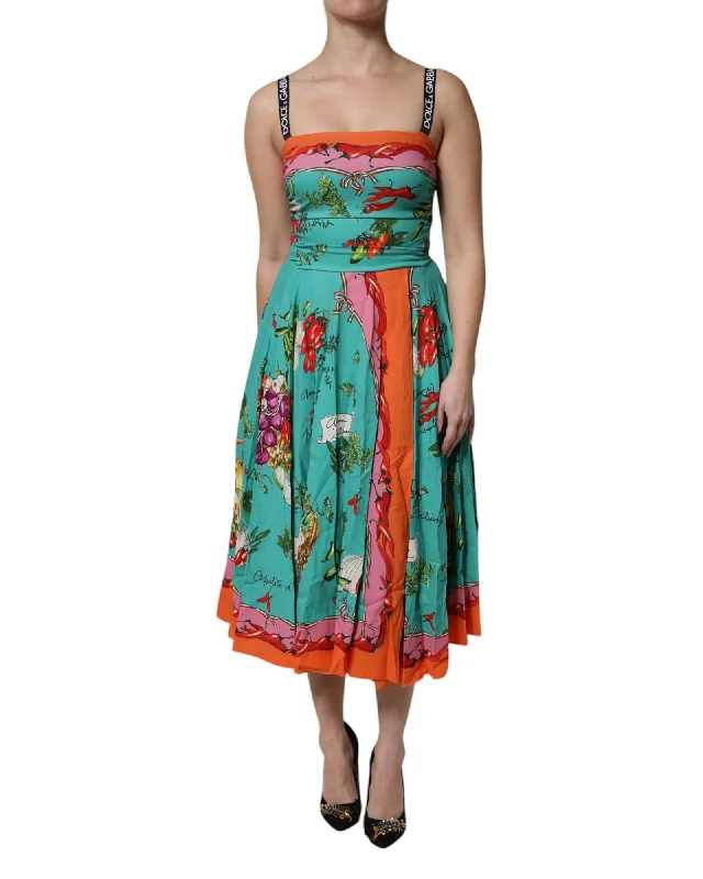 Dolce & Gabbana Floral Print Aline Midi Dress Women Multicolor Dresses