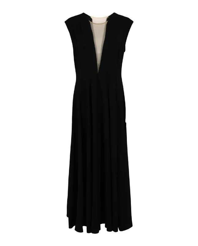Ferragamo Womens Contrast Insert Silk Dress