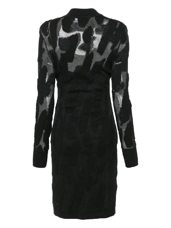 Ferragamo 3D-Knit Semi-Sheer Midi Dress