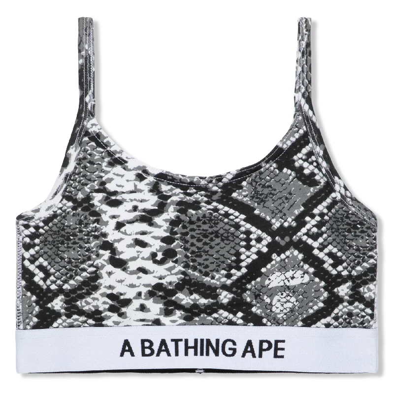 A Bathing Ape Womens Snake Pattern Sport Bra (Gray)