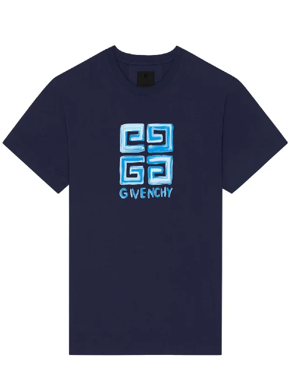 Givenchy 4G Logo Sketch Navy T-Shirt