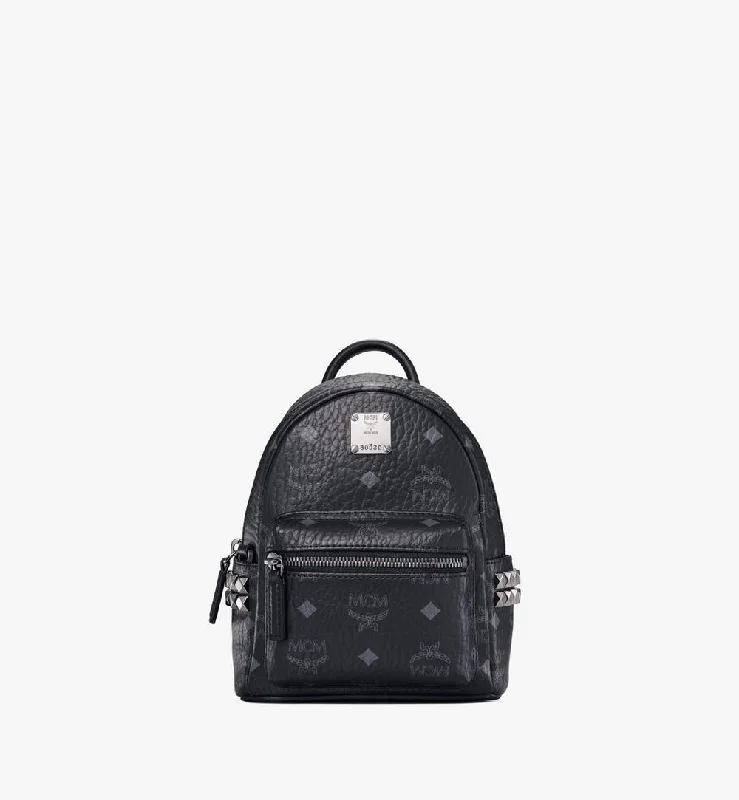 MCM STARK BEBE BOO SIDE STUDS BACKPACK IN VISETOS Black