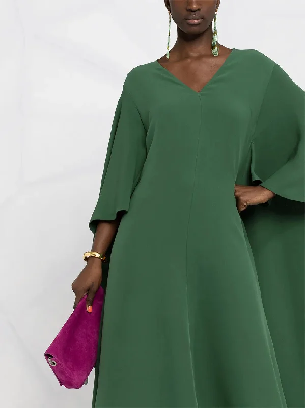 Valentino Garavani V-Neck Cape-Style Draped Dress
