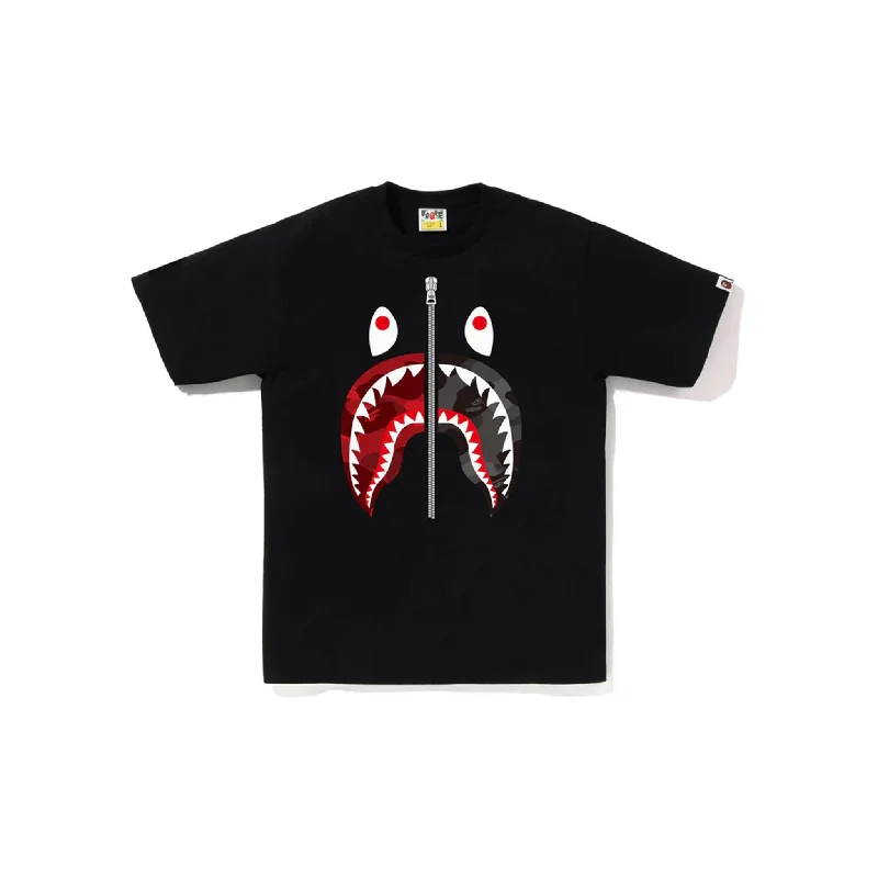 Bape Black Color Camo Separate Shark T-shirt Red