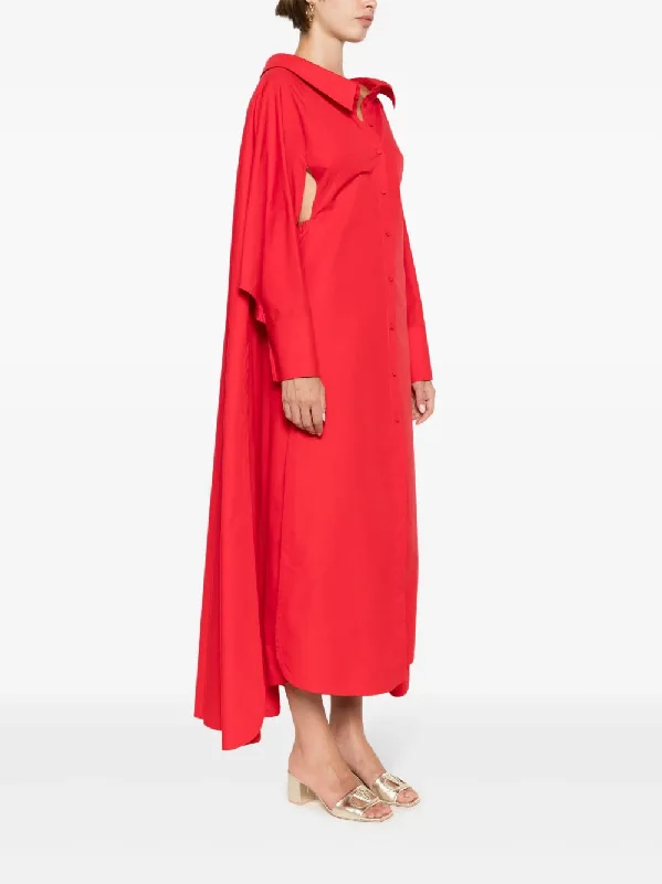 Valentino Garavani Cape-Detail Cotton Maxi Dress