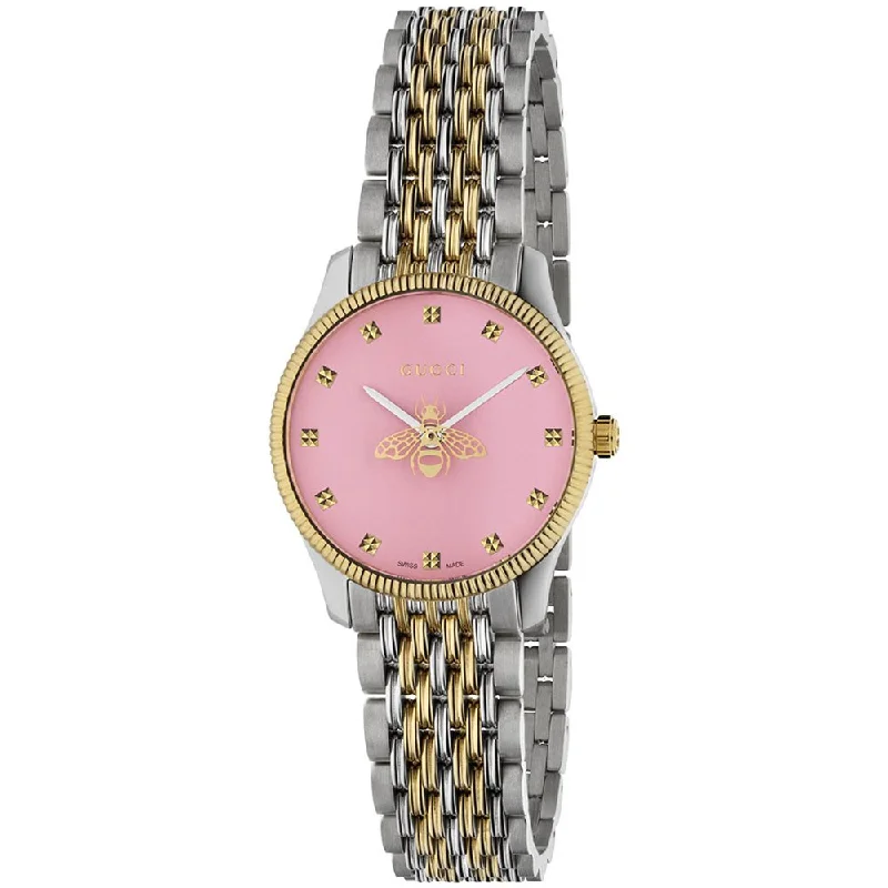 Gucci YA1265030 G-Timeless 29mm Ladies Pink Dial Bee Motif Watch