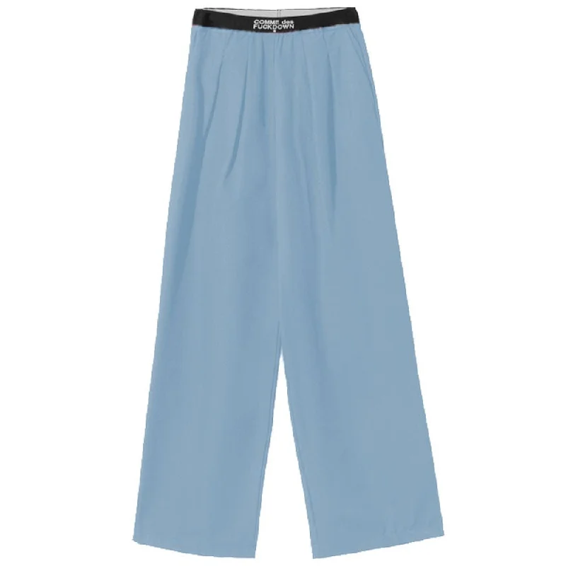 Comme Des Fuckdown Light Blue Polyester Women Palazzo Pants