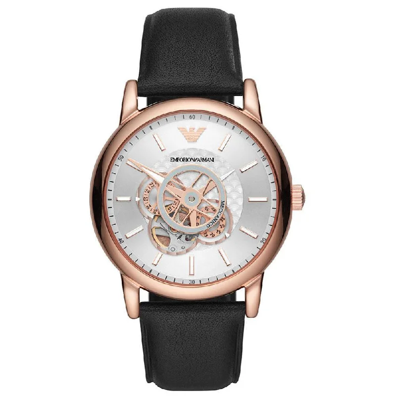 Emporio Armani AR60013 Automatic Black Leather Men's Watch