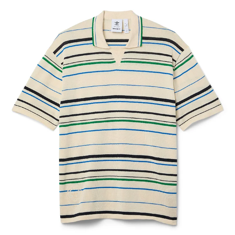 Wales Bonner x adidas Knit Polo (Wonder White/Green/Blue Bird/Night Indigo)