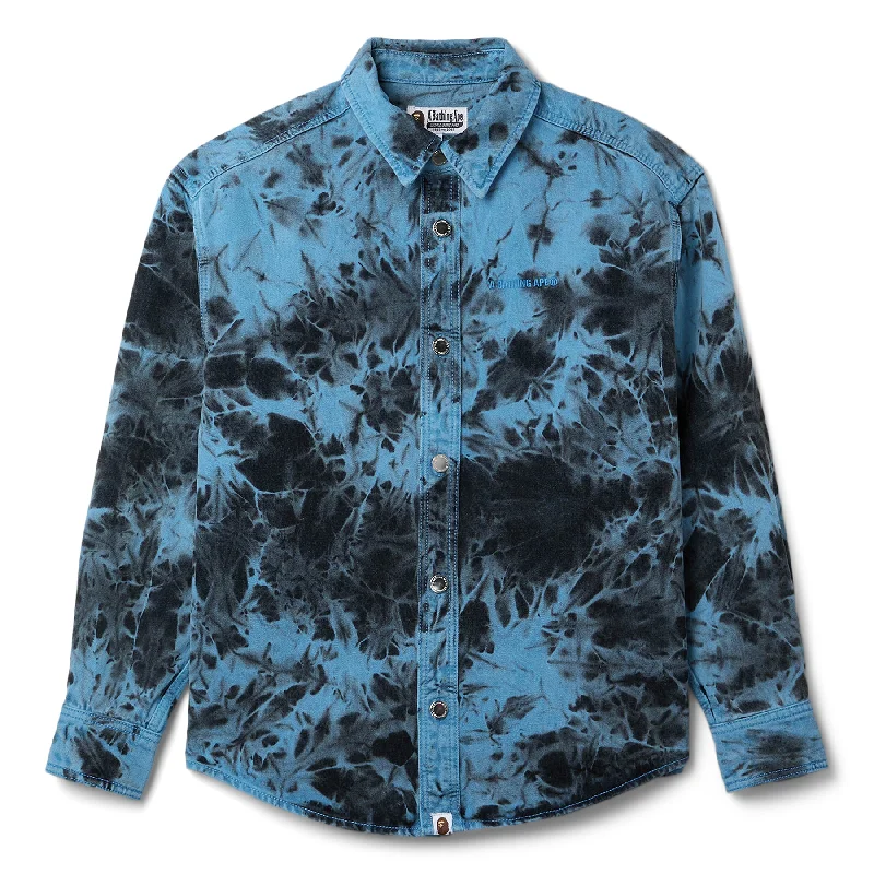 A Bathing Ape Destoryed Bleach Bathing Ape Logo Shirt (Blue)