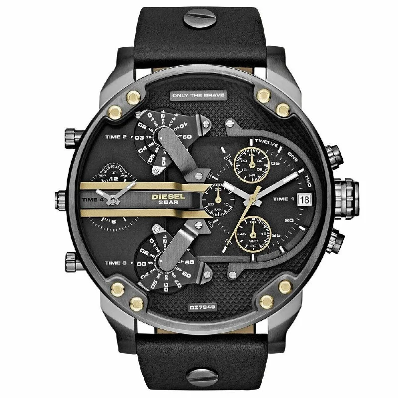 Diesel DZ7348 Mr. Daddy 2.0 Black Dial Black Leather Men's Watch