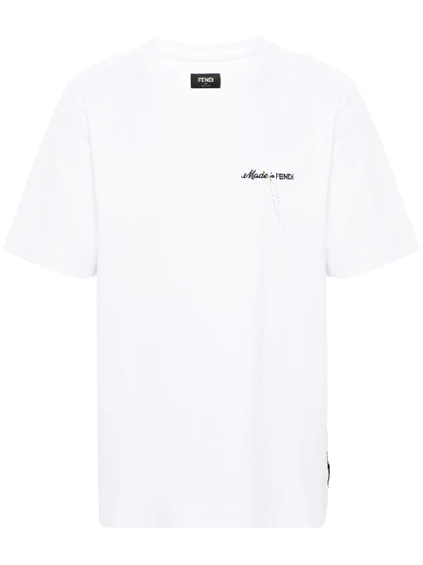 Fendi Made In Fendi T-Shirt Embroidered White