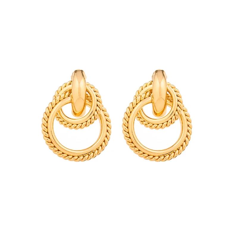 1980s Vintage Givenchy Roped Double Hoop Clip-On Earrings