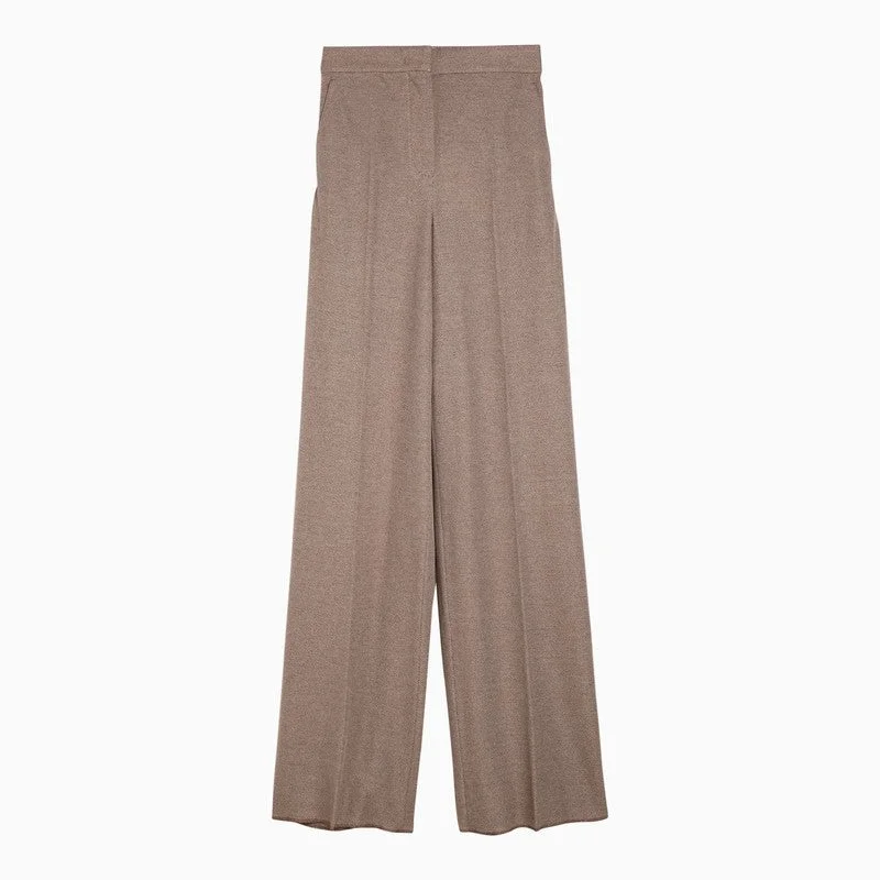 Max Mara Clay-coloured cotton palazzo pants