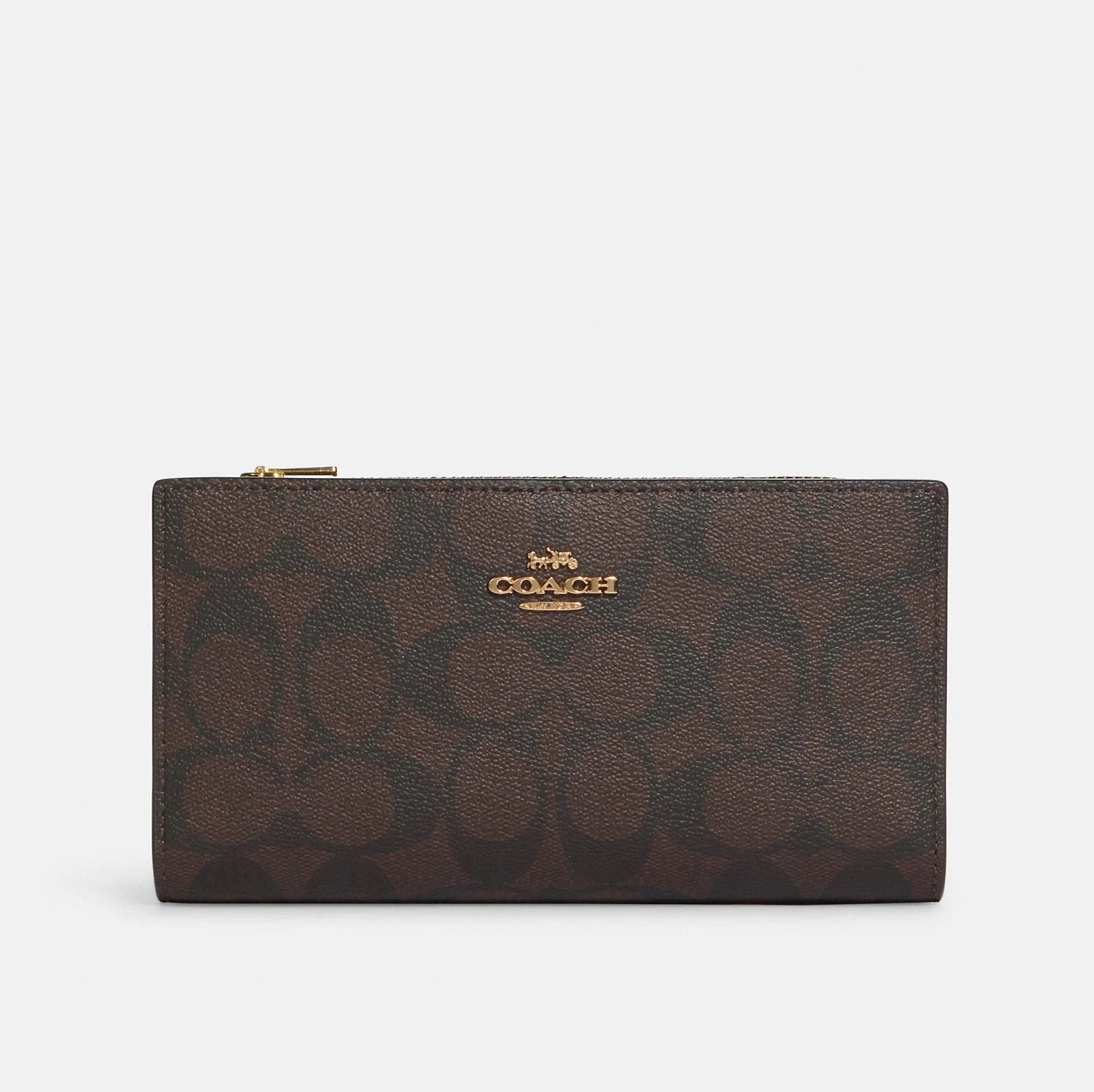 Coach Slim Zip Wallet In Signature Canvas