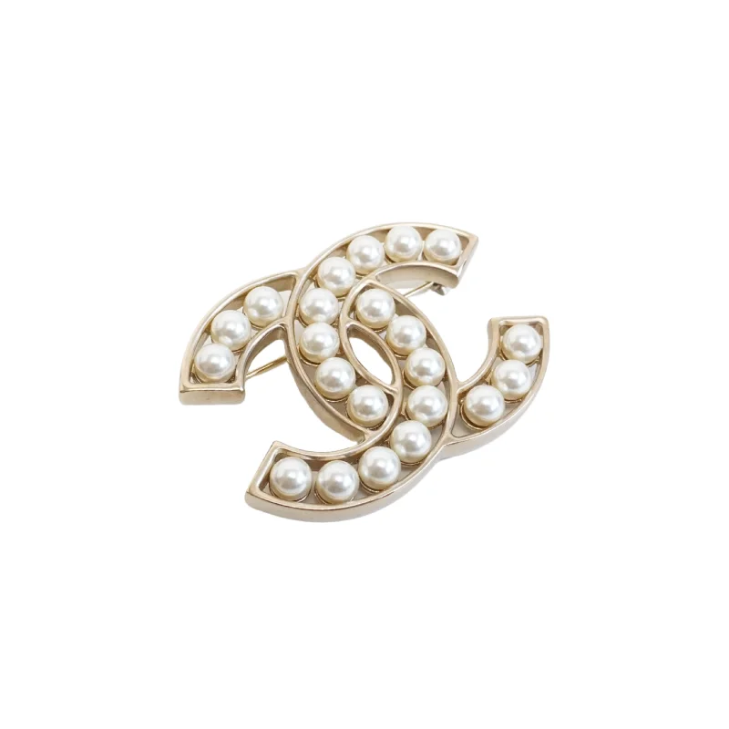 Chanel Pearl CC Logo Brooch