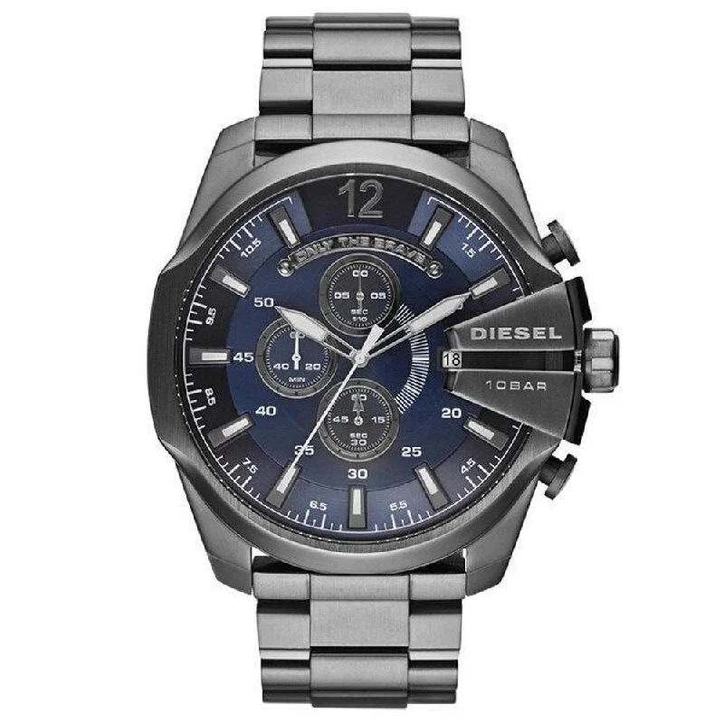 Diesel DZ4329 Mega Chief Chronograph Blue Dial Gunmetal Ion-plated Men's Watch