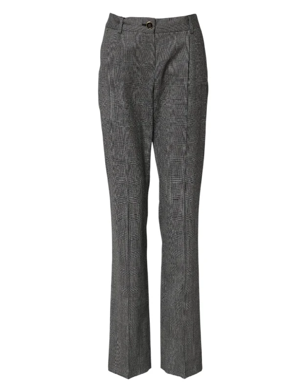 Dolce & Gabbana Gray Checkered High Waist Flared Pants