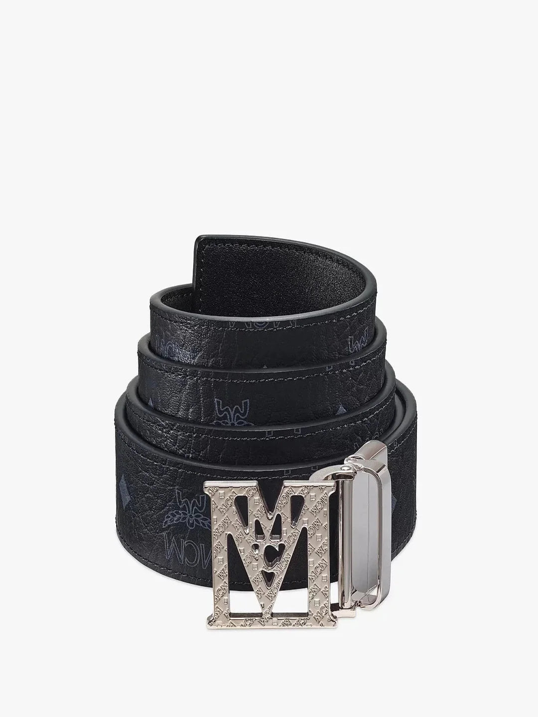 Mcm black/sliver travia textured M belt