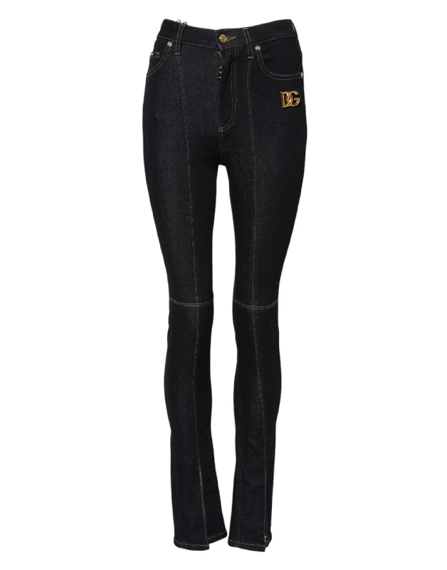 Dolce & Gabbana Blue Cotton High Waist Skinny Denim Jeans