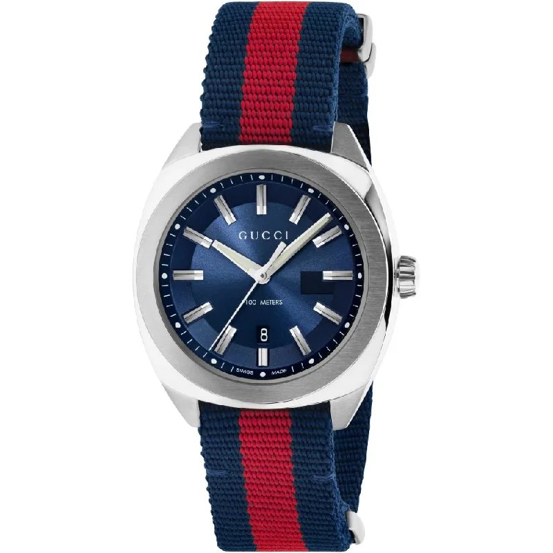 Gucci YA142304 GG2570 Blue Canvas 41mm Men's Watch