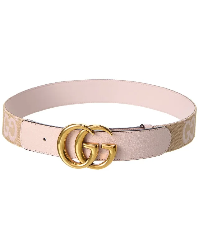 Gucci Gg Marmont Jumbo Gg Canvas & Leather Belt