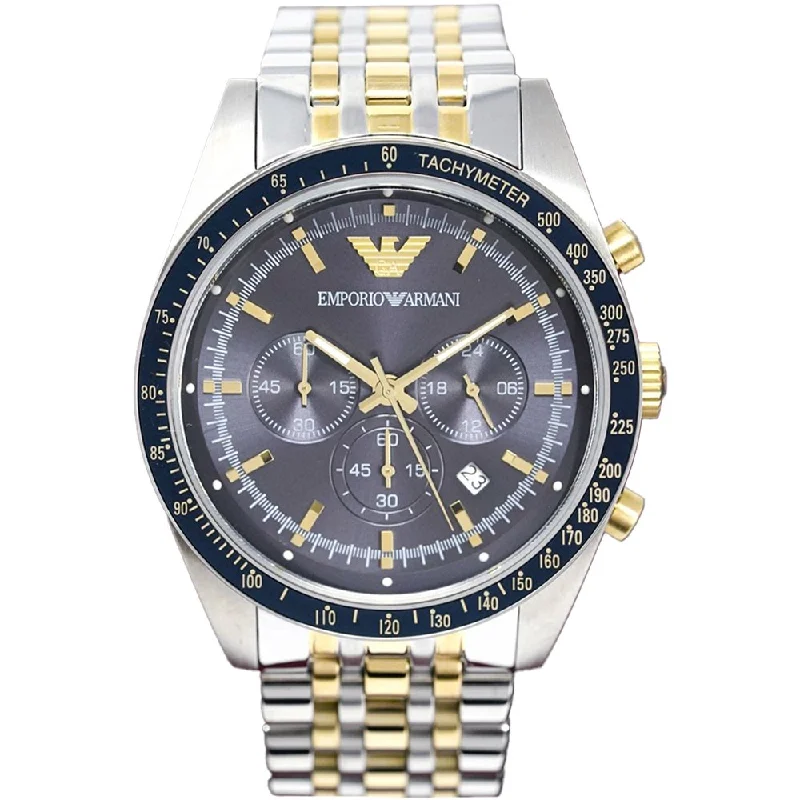 Emporio Armani AR8030 Two Tone Tazio Chronograph Men's Watch