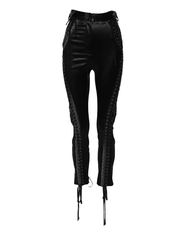 Dolce & Gabbana Black Lace Details High Waist Skinny Pants