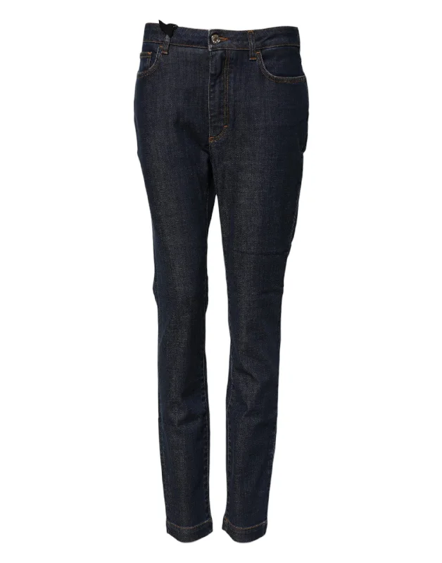 Dolce & Gabbana Blue Queen Patch AUDREY Mid Waist Denim Jeans