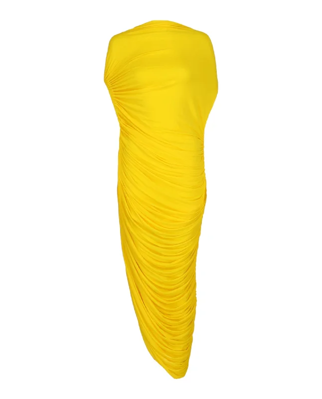 Ferragamo Womens Asymmetric Draped Midi Dress