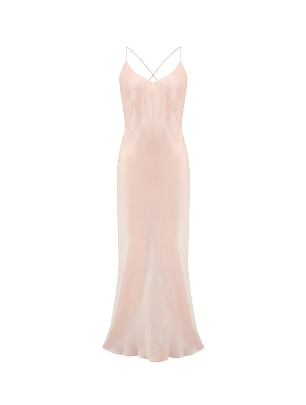 Fleur Du Jour Blush Silk Slip Dress